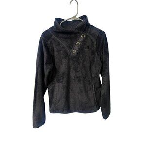 The North Face Womens FUZZY Fleece Pullover With Button Detailing, NAVY BLUE, SM